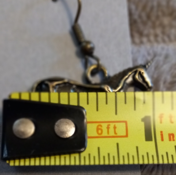 Handcrafted Goth,Skeleton Unicorn Earrings - Picture 3 of 3